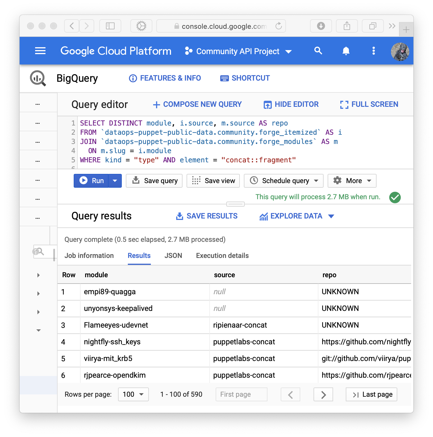 Identifying usage patterns for puppetlabs/concat